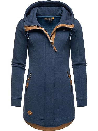 Ragwear Damen Leichter Sweat Übergangsmantel lang windabweisend mit Kapuze Letty Intl. Navy23 Gr. M von Ragwear