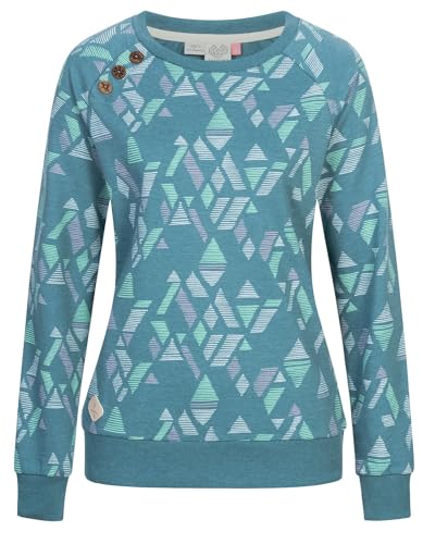 Ragwear Damen Sweatshirt Darria Print gemusterter Pullover Rundhals 2431-30001 Aqua (2035) S von Ragwear