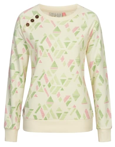 Ragwear Damen Sweatshirt Darria Print gemusterter Pullover Rundhals 2431-30001 Off White (7008) XL von Ragwear