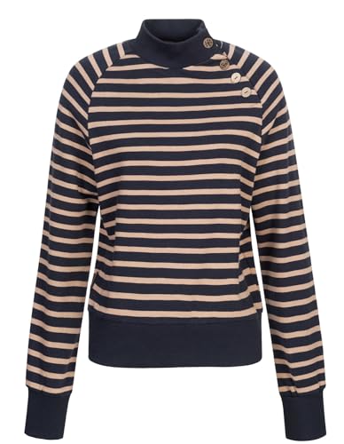 Ragwear Damen Sweatshirt Majjorka gestreifter Pullover mit Stehkragen 2431-30002 Navy (2028) M von Ragwear