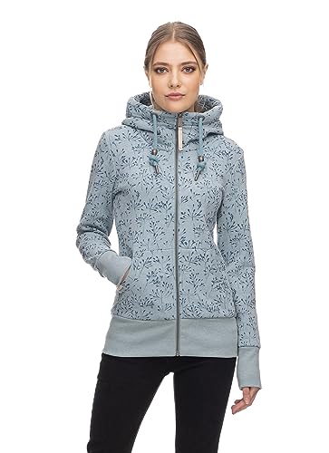 Ragwear Damen Sweatshirt NESKA Flower Zip in Stone Blue - S von Ragwear