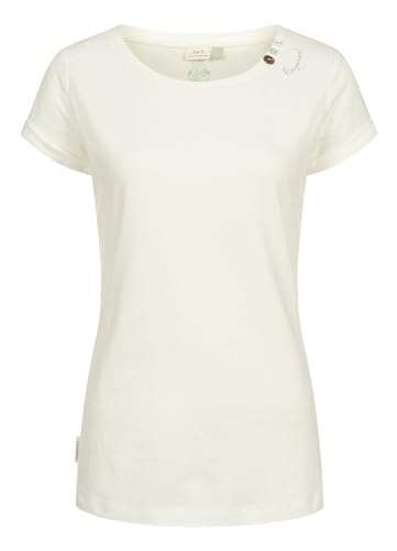 Ragwear Damen T-Shirt Fllorah A GOTS Rundhals Kurzarmshirt mit Zierknöpfen 2411-10008 Off White (7008) XL von Ragwear