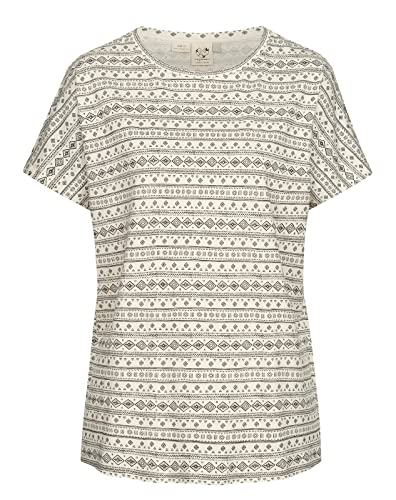 Ragwear Damen T-Shirt Geana Organic Loose Fit Freizeitshirt mit Alloverprint 2311-10053 Off White (7008) L von Ragwear