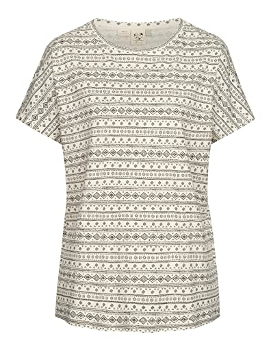 Ragwear Damen T-Shirt Geana Organic Loose Fit Freizeitshirt mit Alloverprint 2311-10053 Off White (7008) M von Ragwear