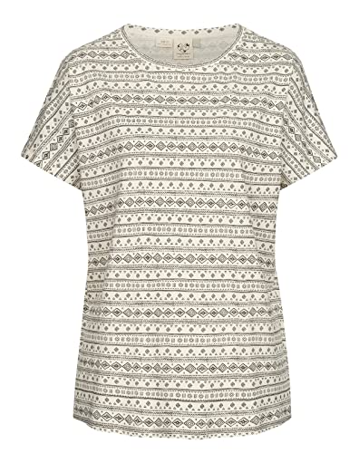 Ragwear Damen T-Shirt Geana Organic Loose Fit Freizeitshirt mit Alloverprint 2311-10053 Off White (7008) XXL von Ragwear