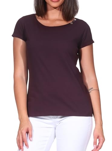 Ragwear Damen T-Shirt Kurzarmshirt Basic Freizeitshirt Fllorah GOTS 2521-10012 Plum (2030) L von Ragwear