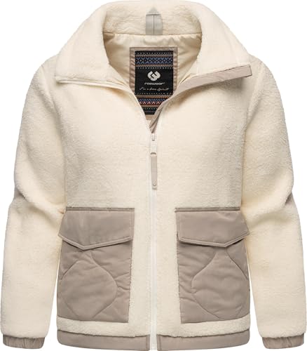 Ragwear Damen Teddy-Fleecejacke warme Plüschjacke mit gesteppten Details Arctika Off White Gr. M von Ragwear