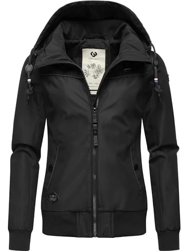 Ragwear Damen Übergangjacke wasserdicht (Wassersäule: 4.000 mm) leichte Jacke kurz mit Abnehmbarer Kapuze Jotty YOUMODO Black24 Gr. XXL von Ragwear