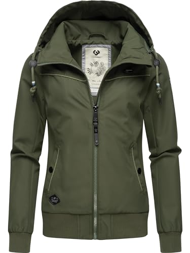 Ragwear Damen Übergangjacke wasserdicht (Wassersäule: 4.000 mm) leichte Jacke kurz mit Abnehmbarer Kapuze Jotty YOUMODO Dark Olive24 Gr. 6XL von Ragwear