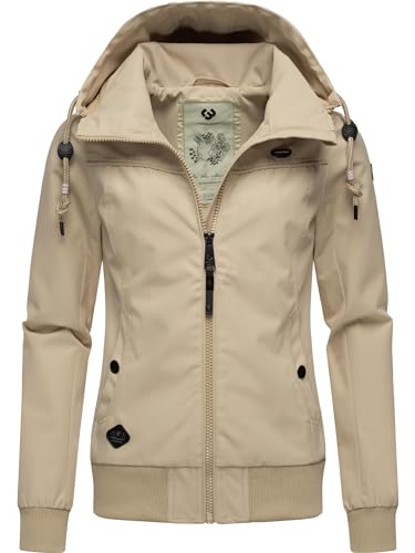 Ragwear Damen Übergangjacke wasserdicht (Wassersäule: 4.000 mm) leichte Jacke kurz mit Abnehmbarer Kapuze Jotty YOUMODO Sand24 Gr. M von Ragwear