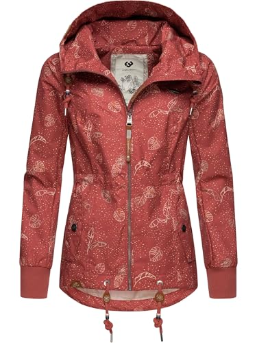 Ragwear Damen Übergangs-Jacke wasserdichte Outdoorjacke mit Kapuze leicht Danka Leaves Rose22 Gr. XS von Ragwear