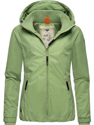 Ragwear Damen wasserdichte Übergangsjacke leichte Jacke kurz mit Kapuze Dizzie Intl Light Green24 Gr. 3XL von Ragwear