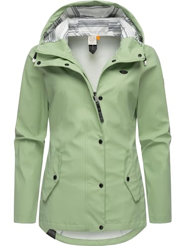Ragwear Damen Übergangsjacke Kurzmantel Regenjacke wasserdicht (Wassersäule: 4.000 mm) mit Kapuze YM-Marge Dusty Green24 Gr. M von Ragwear