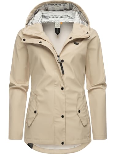 Ragwear Damen Übergangsjacke Kurzmantel Regenjacke wasserdicht (Wassersäule: 4.000 mm) mit Kapuze YM-Marge Sand24 Gr. L von Ragwear