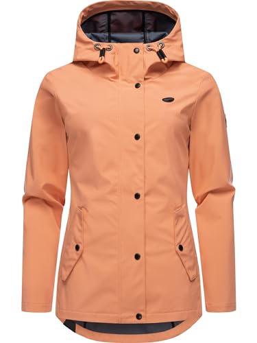 Ragwear leichte Damen Übergangsjacke kurz wasserdicht (Wassersäule: 11.000mm) und atmungsaktiv Softshelljacke mit Kapuze Margge Shell YOUMODO Peach Gr. XL von Ragwear