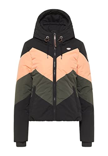 Ragwear Damen Übergangsjacke Novva schwarz/Khaki/pfirsich XXL von Ragwear