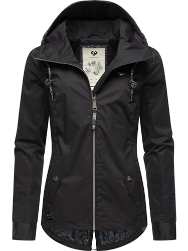 Ragwear leichte Damen Übergangsjacke kurz Outdoor-Jacke wasserdicht Parka mit Kapuze Monade Übergang YOUMODO Black23 Gr. L von Ragwear