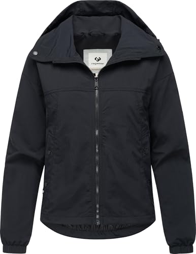 Ragwear Damen Übergangsjacke Oversized Sommerjacke kurz mit im Kragen verstaubarer Kapuze Cerys YOUMODO Black Gr. L von Ragwear