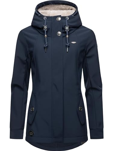 Ragwear Damen Übergangsjacke Softshelljacke wasserdicht atmungsaktiv mit Kapuze Monadde Softshell Navy Gr. M von Ragwear