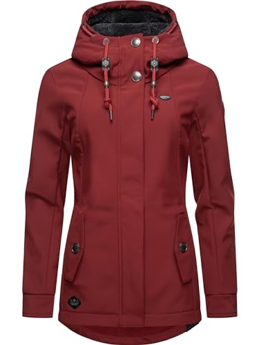 Ragwear Damen Übergangsjacke Softshelljacke wasserdicht atmungsaktiv mit Kapuze Monadde Softshell Red Gr. 3XL von Ragwear