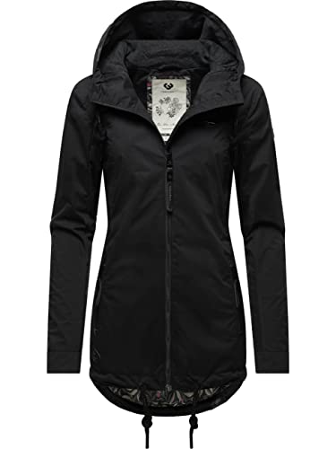 Ragwear Damen Übergangsjacke leichte Jacke Kurzmantel mit Verstellbarer Kapuze Zuzka Black23 Gr. XS von Ragwear