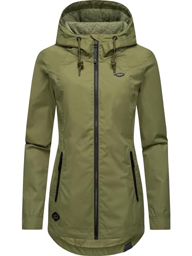 Ragwear Damen Übergangsjacke leichte Jacke Kurzmantel wasserdicht mit Verstellbarer Kapuze Zuzka Intl Olive024 Gr. XS von Ragwear