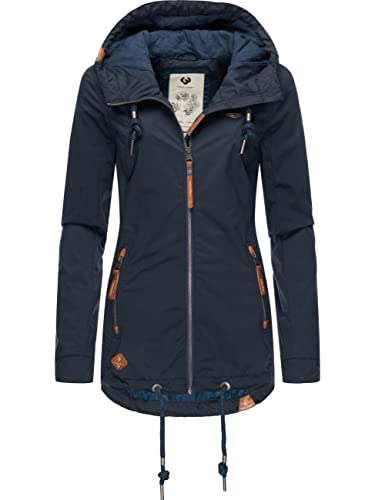 Ragwear Damen Übergangsjacke leichte Jacke Kurzmantel wasserdicht mit Verstellbarer Kapuze Zuzka Intl Navy023 Gr. XS von Ragwear