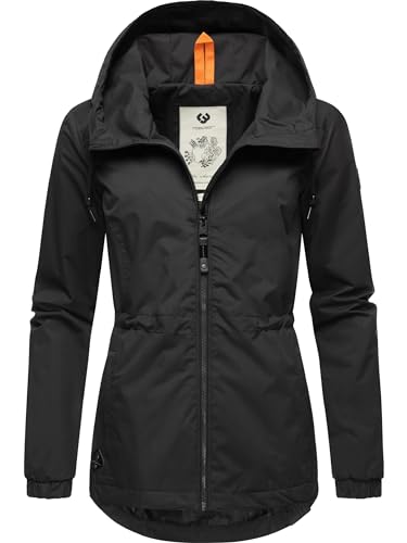 Ragwear Damen Übergangsjacke leichte Jacke kurz wasserdicht (Wassersäule: 4.000 mm) mit Kapuze Danka Black24 Gr. 3XL von Ragwear