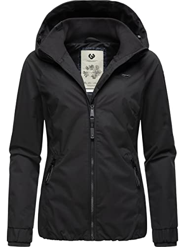 Ragwear Damen Übergangsjacke leichte Jacke kurz mit Kapuze Dizzie Black023 Gr. XL von Ragwear