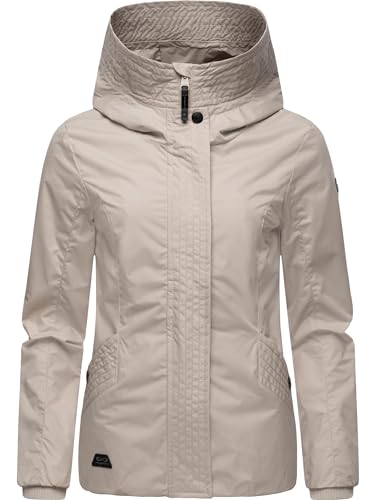 Ragwear Damen Übergangsjacke leichte wasserdichte Jacke kurz mit Kapuze Vannesa Bone Gr. L von Ragwear