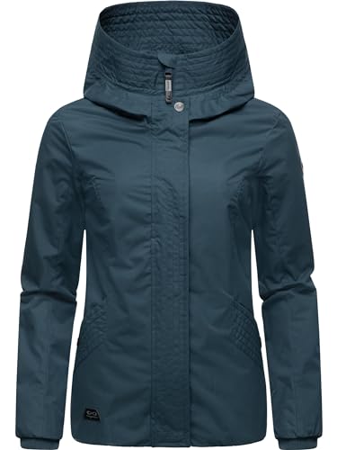 Ragwear Damen Übergangsjacke leichte wasserdichte Jacke kurz mit Kapuze Vannesa Petrol Gr. 4XL von Ragwear