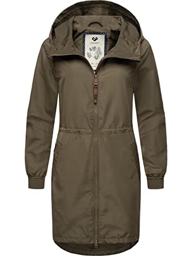 Ragwear Damen Übergangsjacke leichte Jacke lang mit Kapuze Bronja Olive Gr. XL von Ragwear