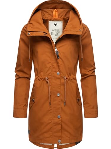 Ragwear Damen Übergangsjacke leichte Jacke lang mit Kapuze Canny Cinnamon24 Gr. L von Ragwear