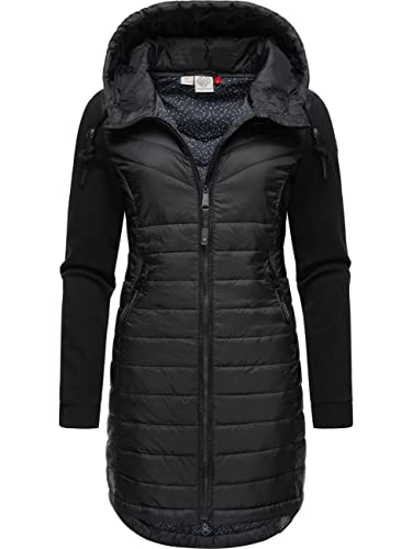 Ragwear Damen Übergangsjacke leichte Jacke lang mit Kapuze Lucinda Long II Black Gr. XL von Ragwear