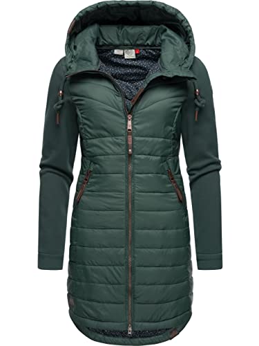 Ragwear Damen Übergangsjacke leichte Jacke lang mit Kapuze Lucinda Long II Dark Green Gr. L von Ragwear