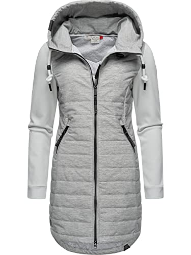 Ragwear Damen Übergangsjacke leichte Jacke lang mit Kapuze Lucinda Long II White Gr. L von Ragwear