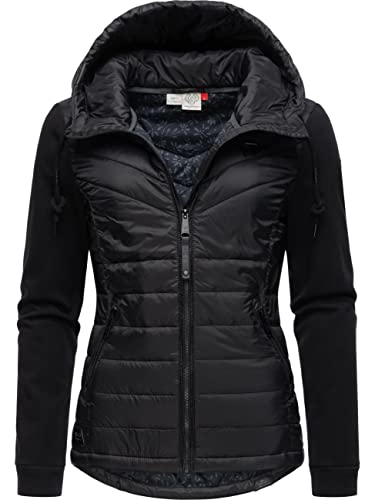 Ragwear Damen Übergangsjacke leichte Steppjacke kurz mit weichen Ärmeln und Kapuze Lucinda Black23 Gr. 4XL von Ragwear