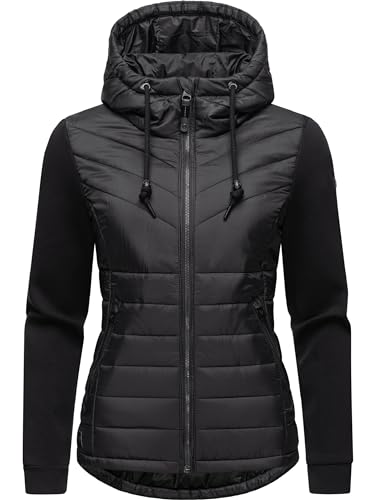 Ragwear Damen Übergangsjacke leichte Steppjacke kurz mit weichen Ärmeln und Kapuze Sandrra Black Gr. M von Ragwear