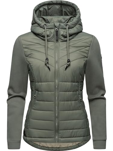 Ragwear Damen Übergangsjacke leichte Steppjacke kurz mit weichen Ärmeln und Kapuze Sandrra Olive Gr. S von Ragwear