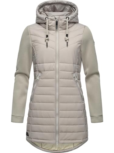 Ragwear Damen Übergangsjacke leichte lang Steppjacke mit weichen Ärmeln und Kapuze Sandrra Long Bone Gr. XL von Ragwear