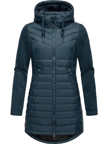 Ragwear Damen Übergangsjacke leichte lang Steppjacke mit weichen Ärmeln und Kapuze Sandrra Long Petrol Gr. 6XL von Ragwear