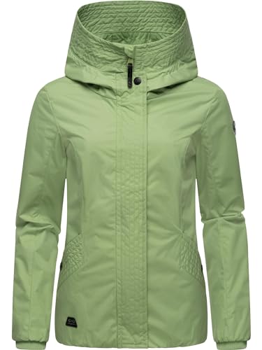 Ragwear Damen Übergangsjacke leichte wasserdichte Jacke kurz mit Kapuze Vannesa Light Green Gr. 3XL von Ragwear