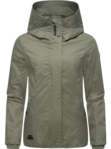 Ragwear Damen Übergangsjacke leichte wasserdichte Jacke kurz mit Kapuze Vannesa Olive Gr. S von Ragwear