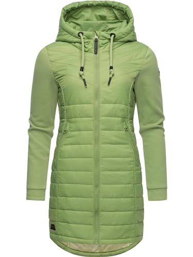 Ragwear Damen Übergangsmantel Lange leichte Steppjacke mit Kapuze und weichen Ärmeln Lucinda Long Light Green24 Gr. XXL von Ragwear
