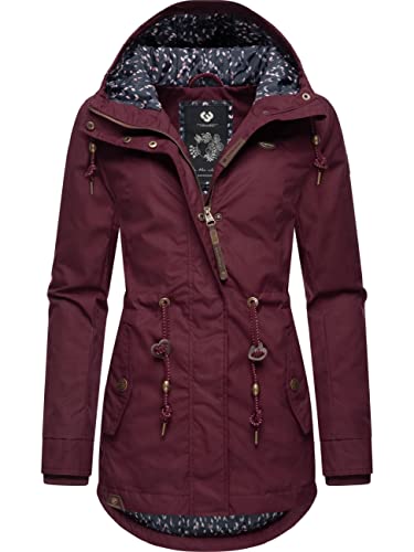 Ragwear Damen Winterjacke Warmer Kurzmantel mit Kapuze Monadis Black Label Wine Red22 Gr. S von Ragwear