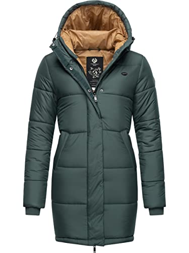 Ragwear Damen Warmer Winter Steppmantel Relive Long Remake Dark Green Gr. M von Ragwear
