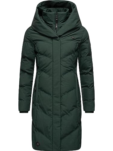 Ragwear Damen Warmer Wintermantel Steppmantel wasserdicht mit Kapuze Natalka Melange Dark Green Gr. 3XL von Ragwear