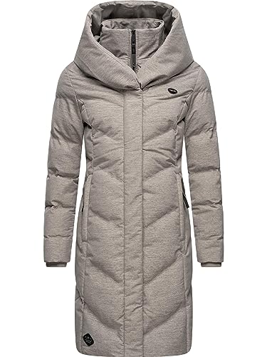 Ragwear Damen Warmer Wintermantel Steppmantel wasserdicht mit Kapuze Natalka Melange Intl Bone Gr. XXL von Ragwear
