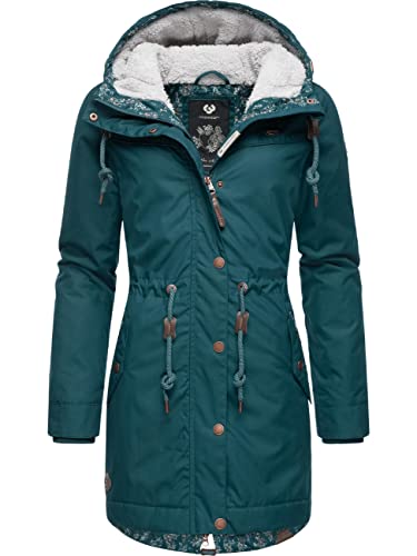 Ragwear Damen Wintermantel Warmer Parka lang mit Kapuze YM-Canny Dark Green22 Gr. XXL von Ragwear