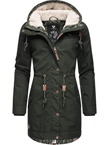 Ragwear Damen Wintermantel Warmer Parka lang mit Kapuze YM-Canny Dark Olive22 Gr. L von Ragwear